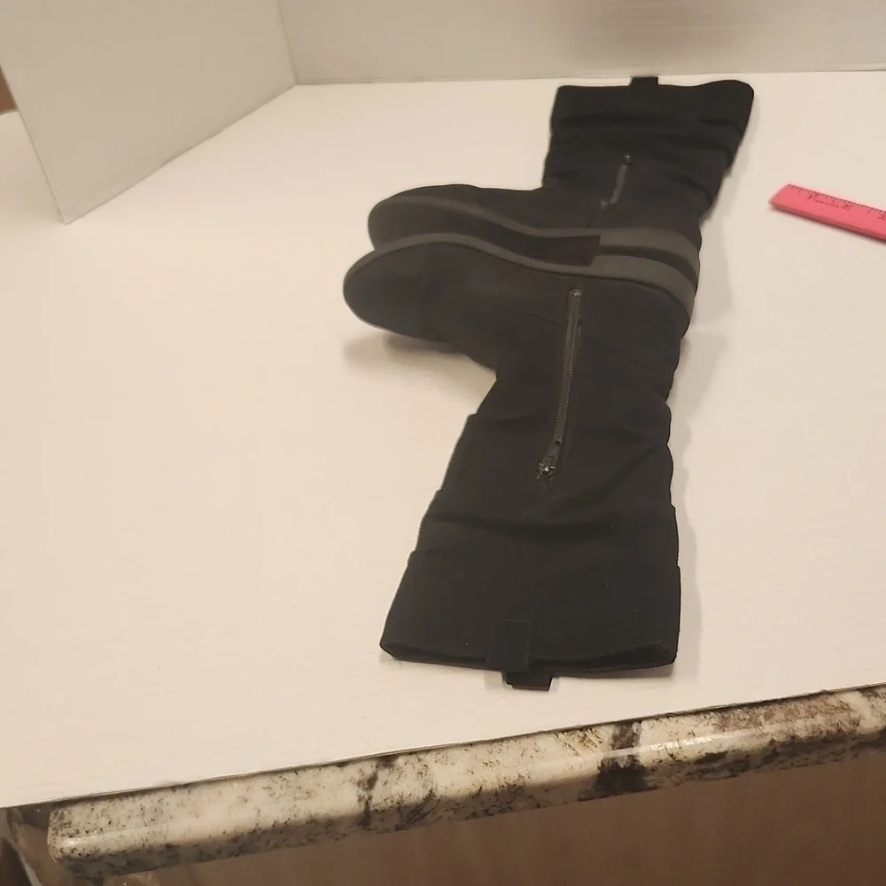 Place Tall Boots Girls Size 1 Black Slouch Faux Suade